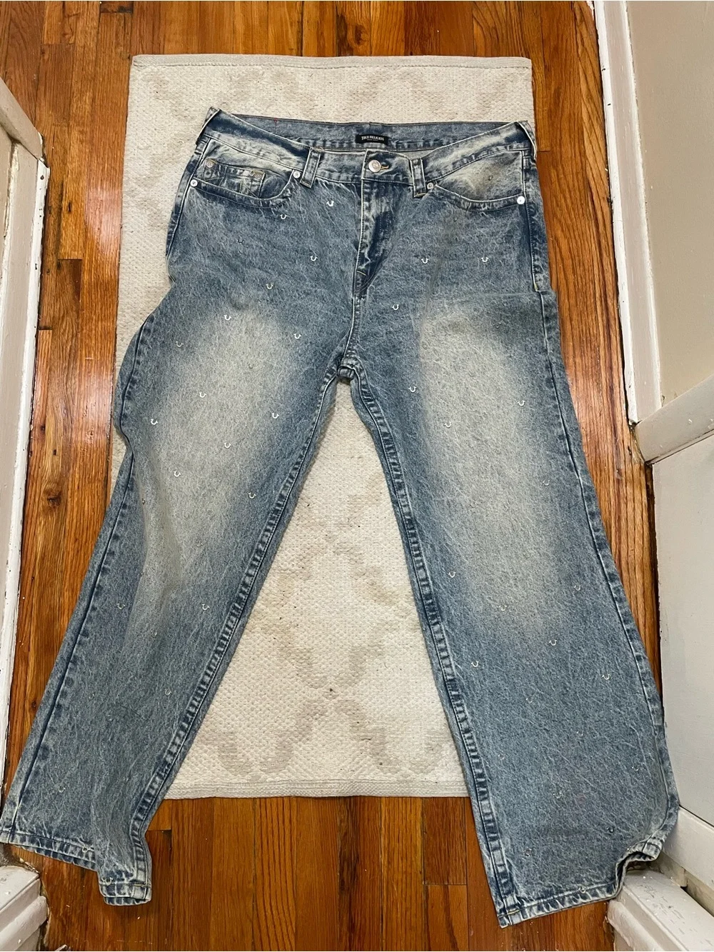 True Religion Men's Faded Blue Straight Jeans